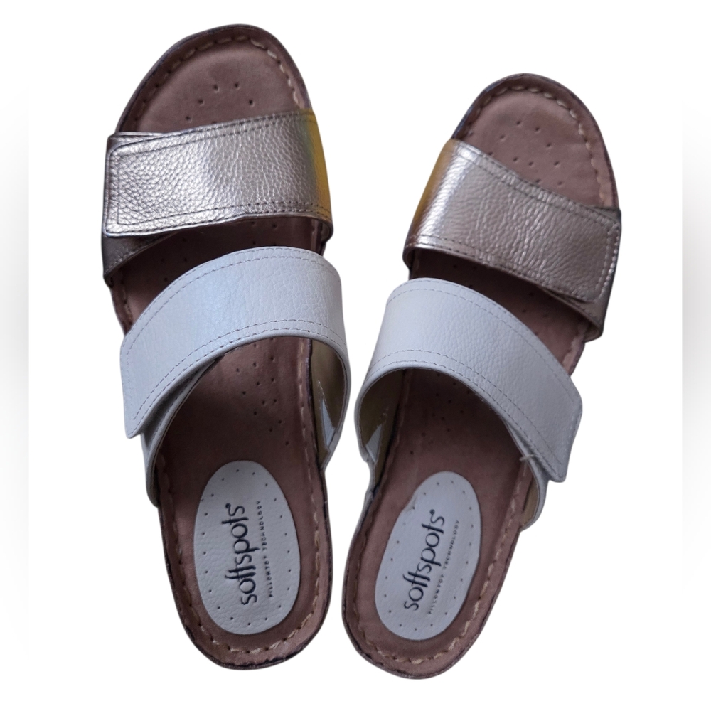 Softspots - NEW Panama 7337103 Womens Beige Leather Wedges Sandals Shoes - Picture 3 of 10